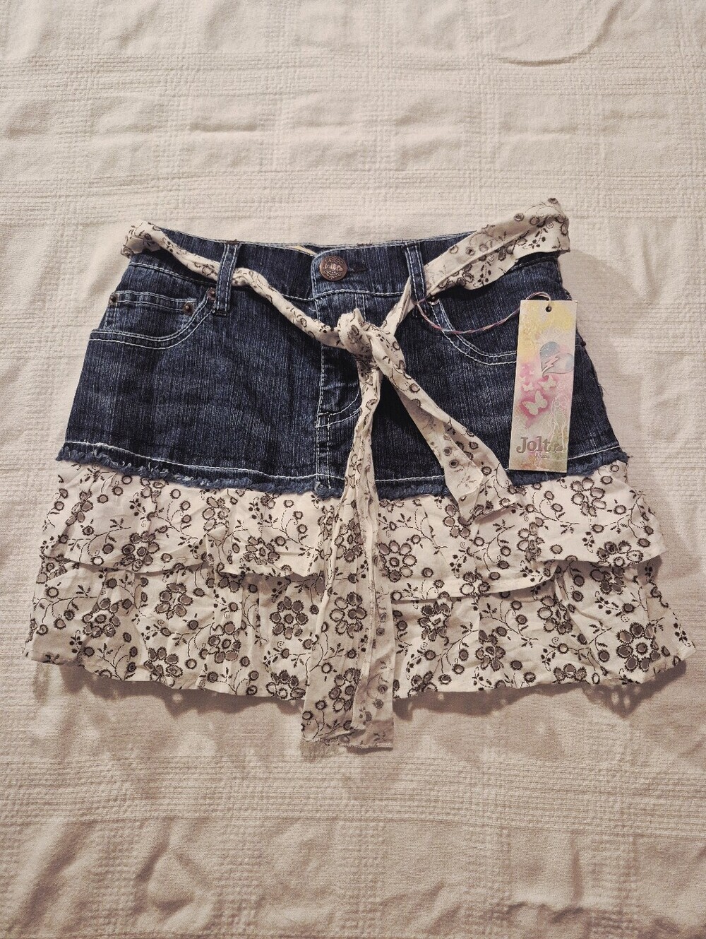 Jolt Jeans girls size 10 skirt jean top eyelet bottom have shorts NWT